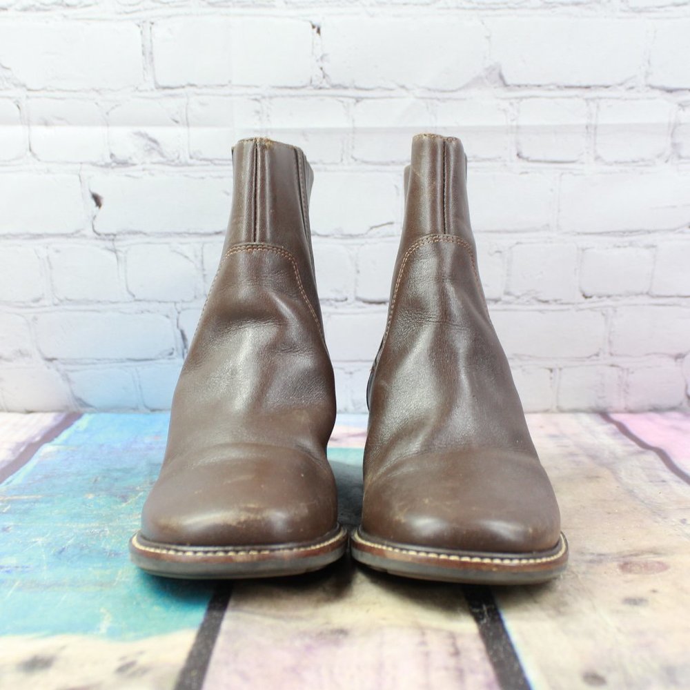 LL Bean Women's Brown Leather Ankle Chelsea Pull on Ankle Boots Brazil Made 7 M - Picture 4 of 9